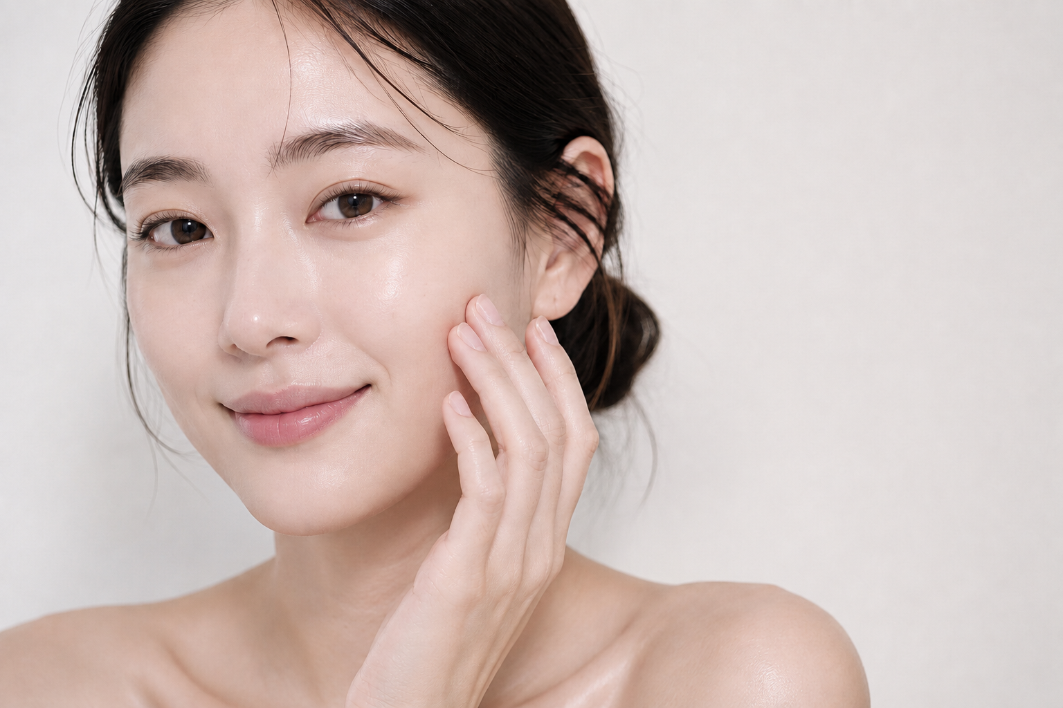 리쥬란 힐러 피부결 잔주름 탄력 고민을 표현한 한국인 여성 피부 클로즈업