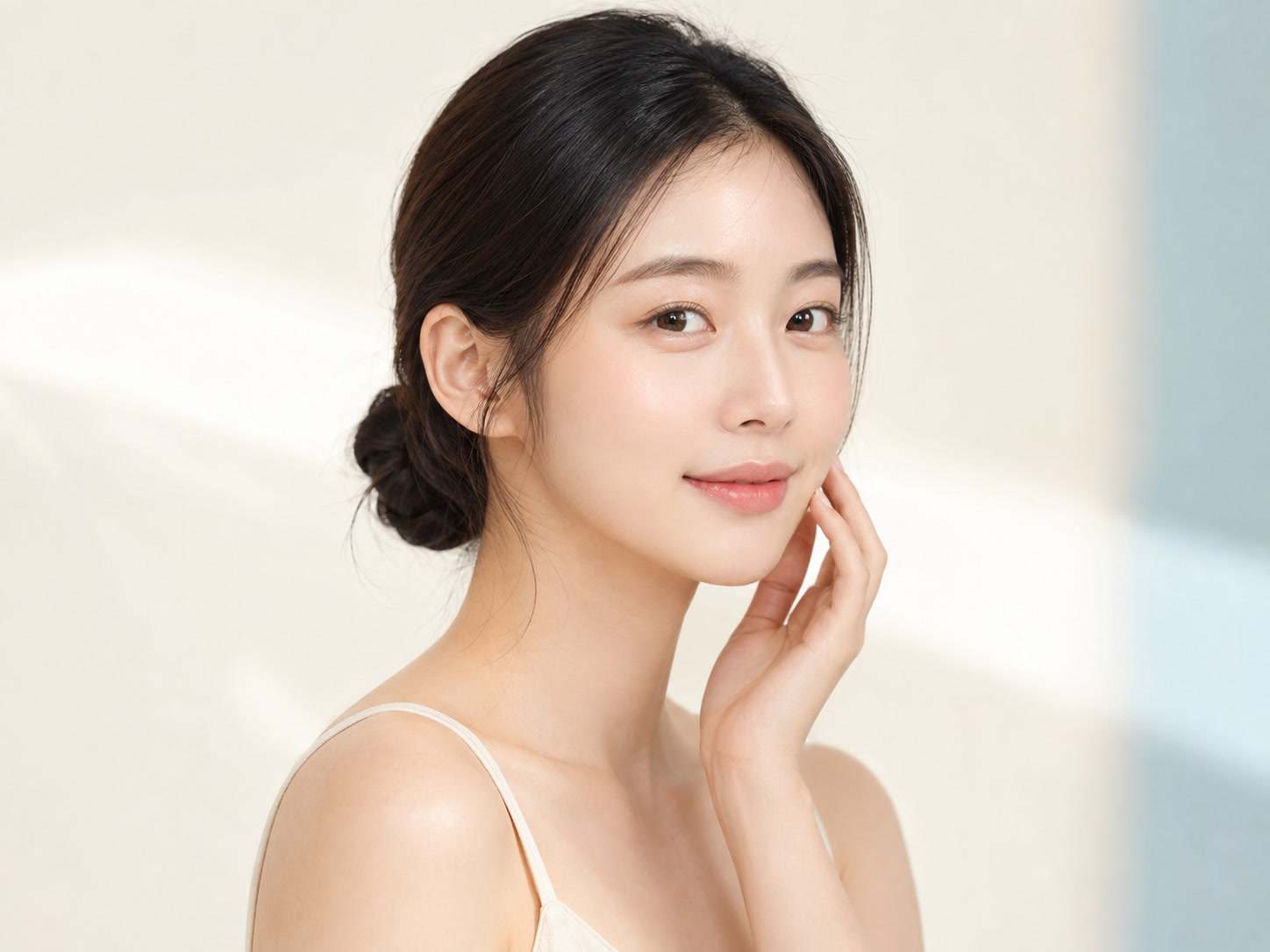 페이스 리프팅 부위를 표현한 20대 한국인 여성