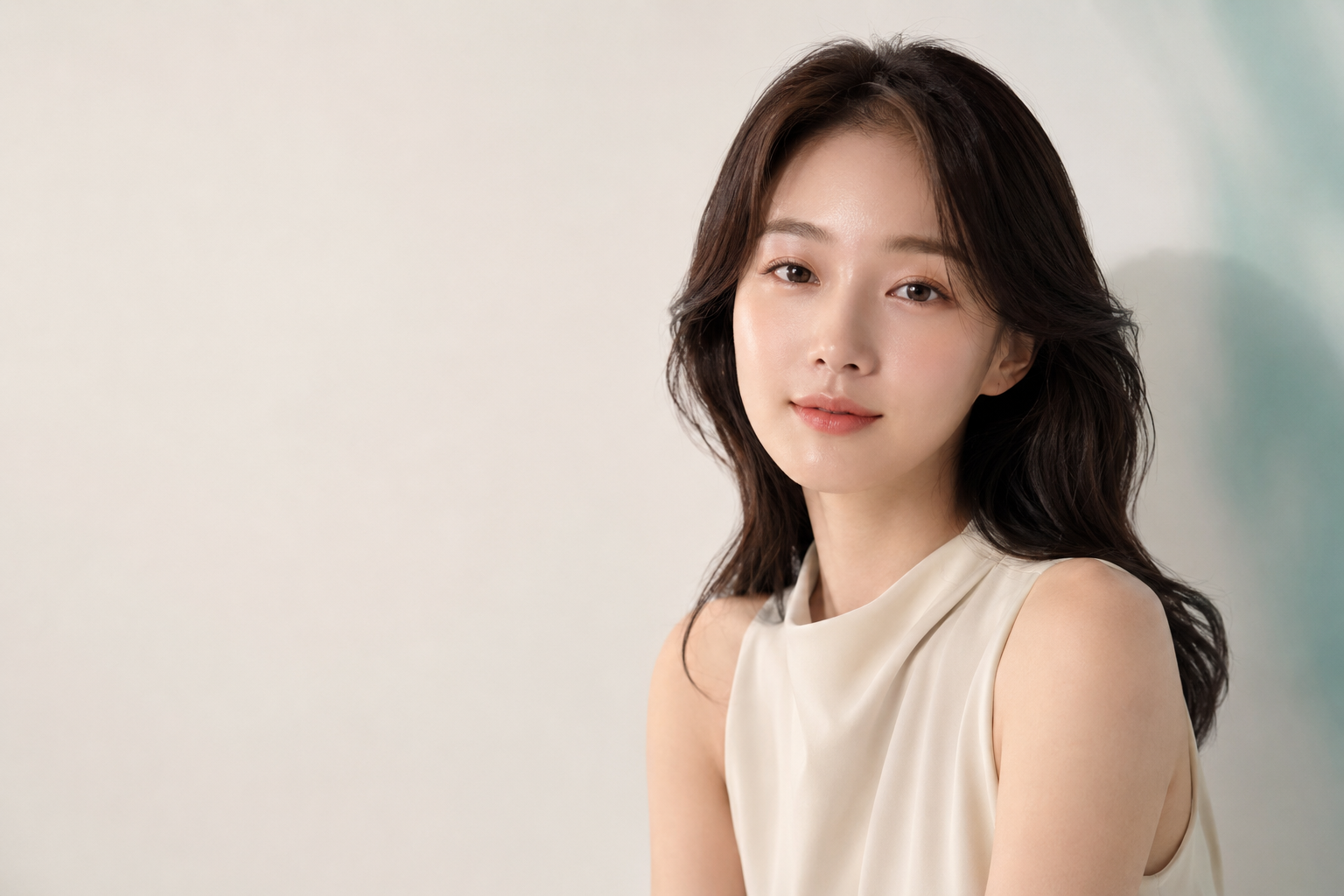 리쥬란 아이 눈가 잔주름 상담을 위한 한국인 여성 모델