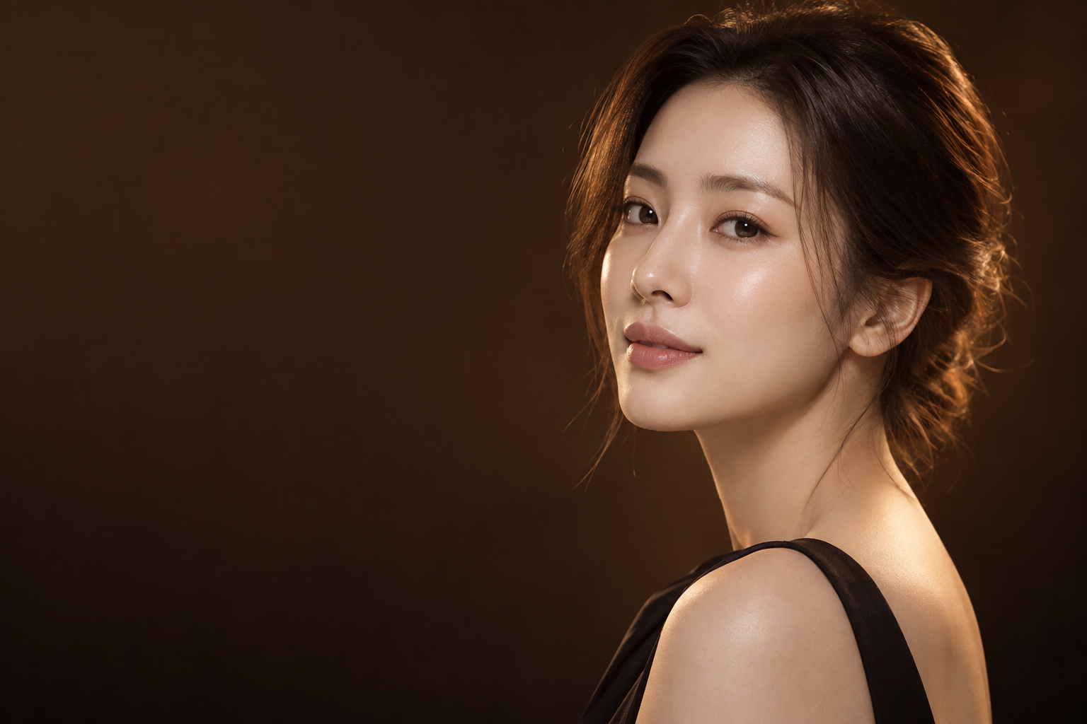 얼굴 윤곽과 구조적 균형을 표현한 여성
