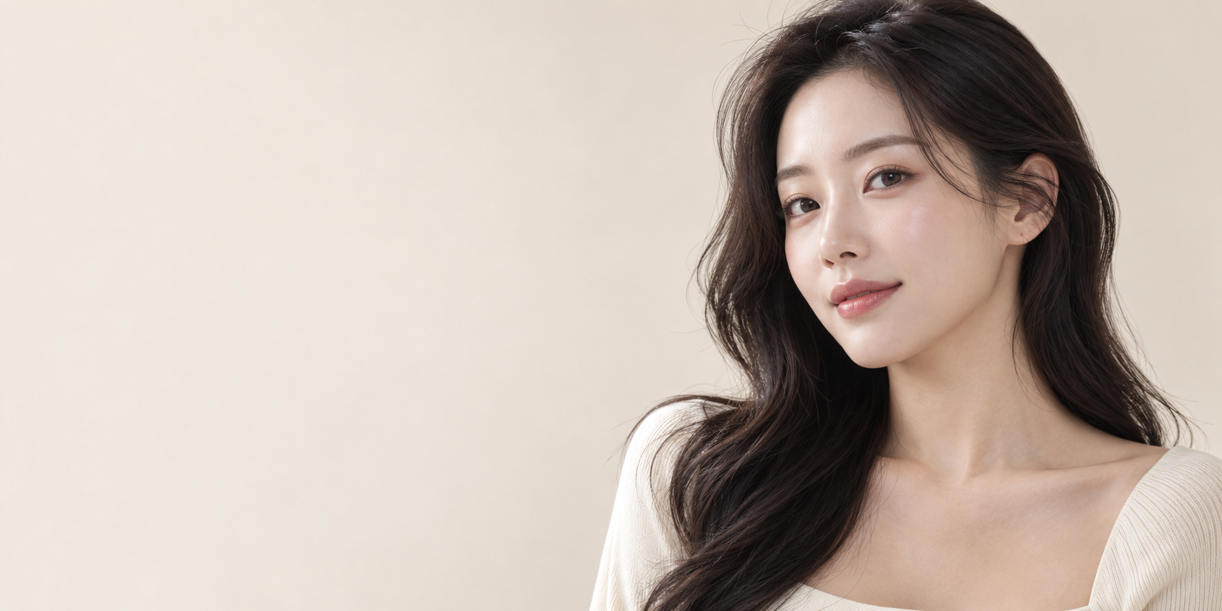 자연스러운 헤어라인이 보이는 여성 인물 사진